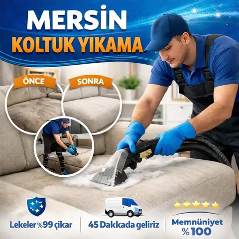 Mersin koltuk yıkama öncesi kirlilik ve temizlik sonrası görseli